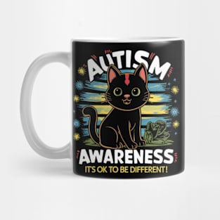 Autism Awareness Cute Cat Animal Its Ok To Be Different Mug